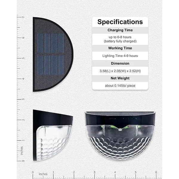 12/6 Solar Fence Lights, Solar Platform Lights, Solar Wall Lights, Rechargeable Solar Cells, Suitable For Front Porches, Security Lights, Wall Installation, Terraces, Fences, Garages, Decoration